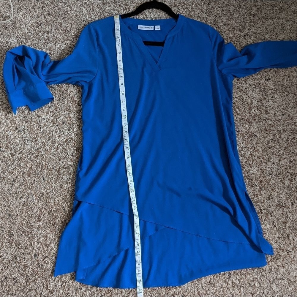(Susan Graver) Blue Tunic Blouse 4 - Picture 7 of 10